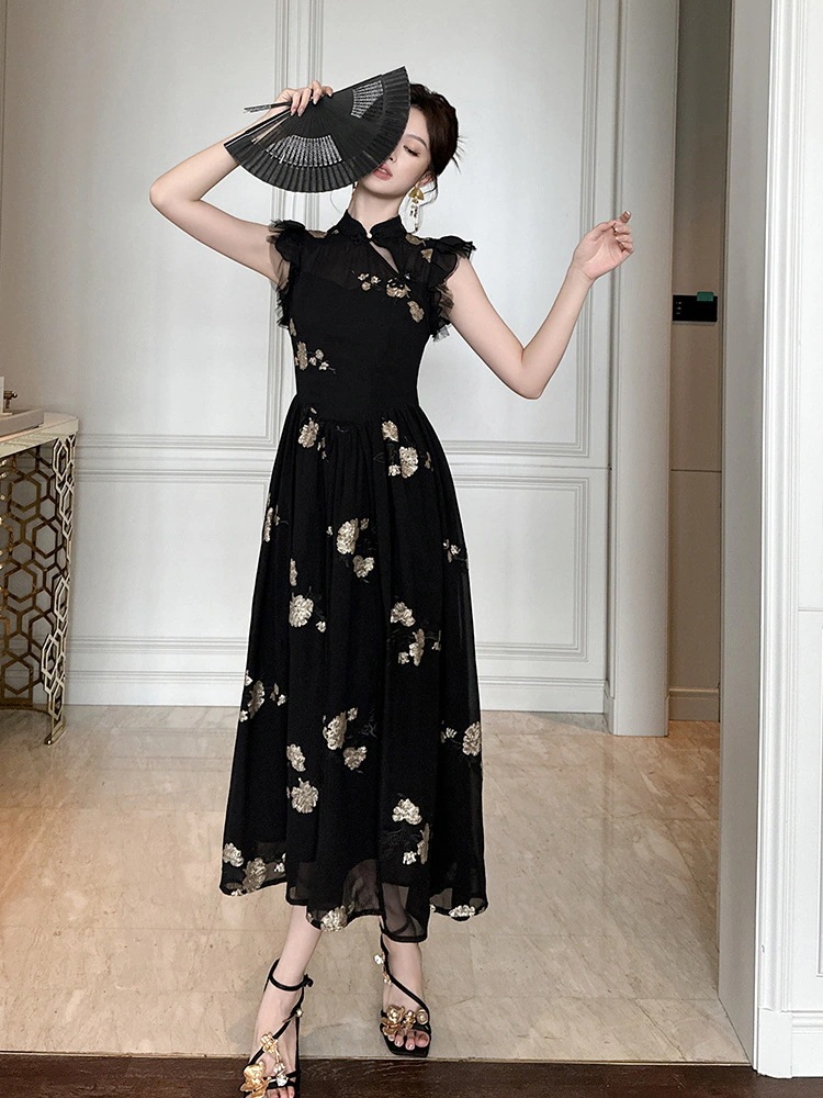 同窓会 レディース気質着痩せ 演奏会 結婚式 フォーマルキャバ デザイン感 ロングパーティードレス 大人 ウェディング メガ割 【JY.上品】お呼ばれドレス 花柄ワンピース 披露宴 卒業式