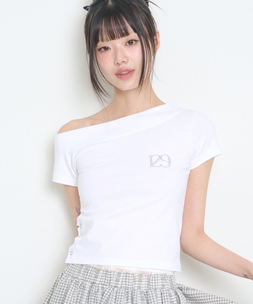 【ILLIGO】 129 ONE SHOULDER HOTFIX TOP WHITE 正規品