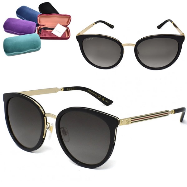 サングラス GG0077SK-001 サングラス アジアンフィット メンズ レディース ユニセックス ブラック ゴールド グレーグラデーション