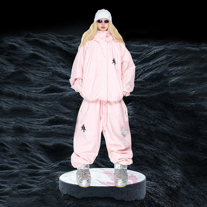 スノーボードウェア 2024 2025 上下セット レディース メンズ 防水20000 ピンク アウター パンツ スウェット セットアップ 3Lスノボー スキーウェア スノボウェア 韓国風 防風