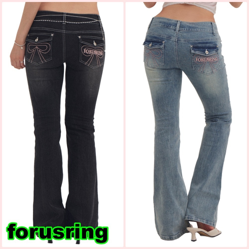 【forusring】RIBBON STITCH BOOTCUT JEANS