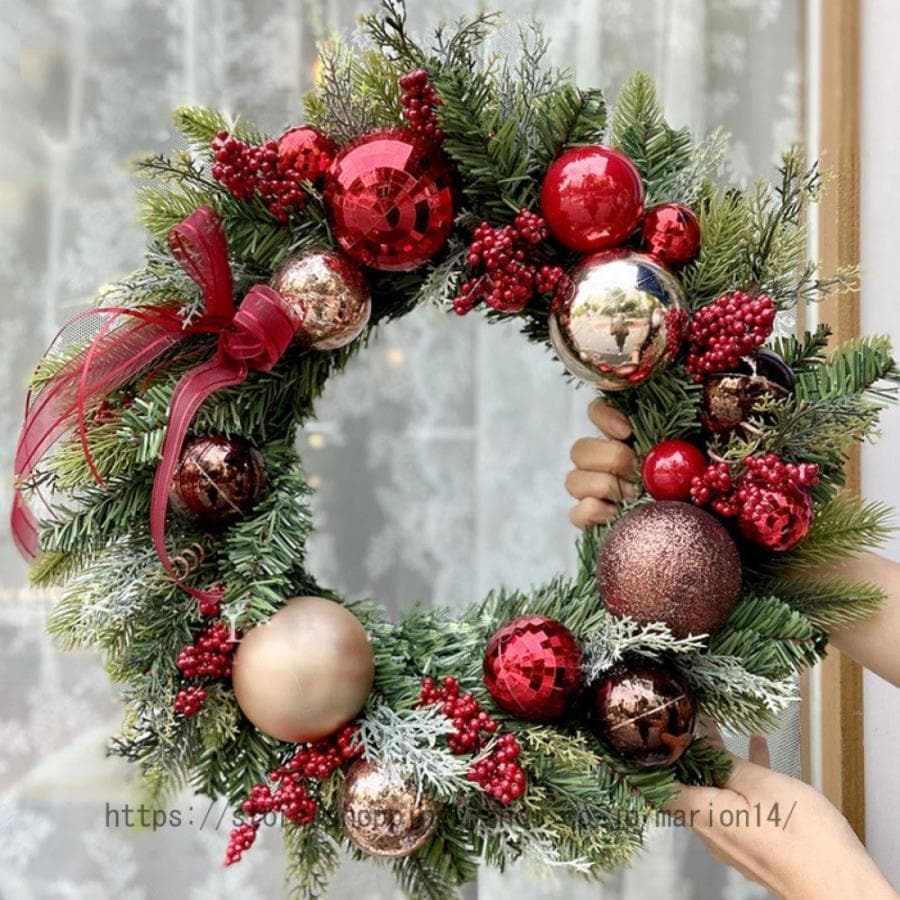 【秋冬入荷】クリスマスリース LED電飾付き 秋冬 ギフト 壁飾り 豪華 店舗装飾 かわいい おしゃれ 玄関インテリア 壁掛け 壁飾り リビング 部屋 ドア 飾りクリスマスリース LED電飾付き