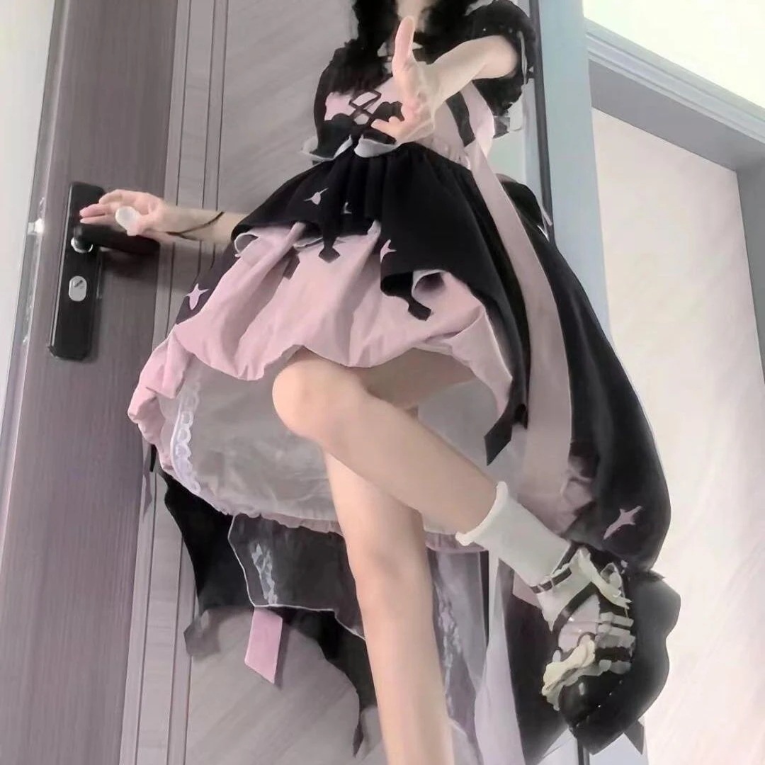 【3日出荷】小魔女ロリータ 半袖長袖対応 低身長花苞スカート 甘め軟妹風
