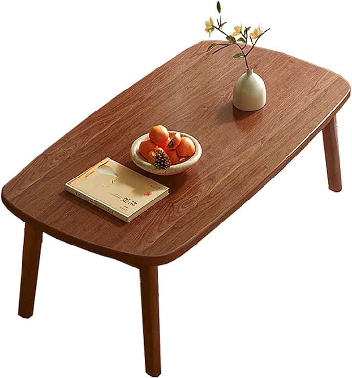 ローテーブル センターテーブル 折り畳みテーブル 折れ脚センターテーブル 折りたたみ おしゃれ 収納便利 天然木フレーム 丸角(ブラウン, 100ｘ55ｘ44CM)