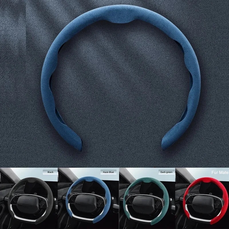 滑り止めの車のステアリングホイールカバー,38cm, 15インチ,超薄型,毛皮,滑り止め,通気性,Dタイプのアクセサリー,oタイプステアリングホイール