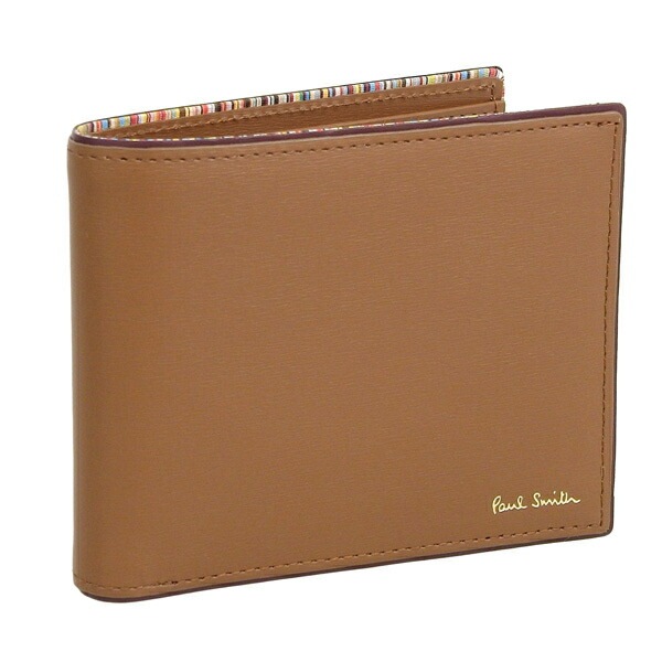 ポールスミス 財布 メンズ 二つ折り財布 アウトレット レザー タン PSMSW0285 PAUL SMITH