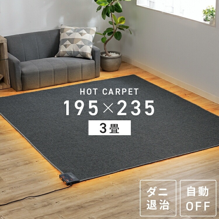 ホットカーペット 3畳 本体 HC-IR300 3畳用 ホットマット ミニマット 電気マット 195235cm 長方形 三畳 暖房面積切替 タイマー付き 自動オフ 暖房 冬 足元暖房 コンパクト ダ