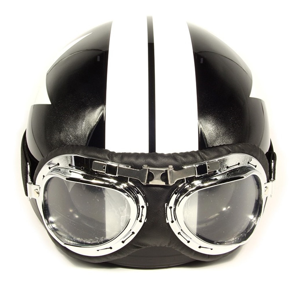 Gentle prince Motorcycle Helmet with Goggles Vintage Style free size white stars black