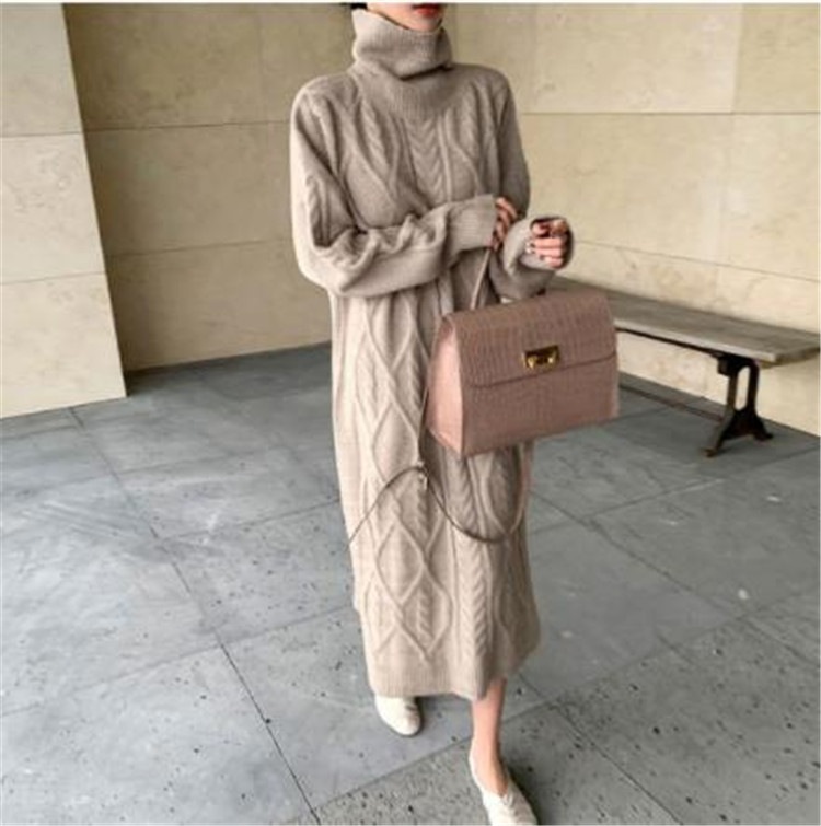 秋 冬 ニット 中長セクション 韓国 人気商品ランキング タートルネックワンピース ニットワンピース ロングスカート