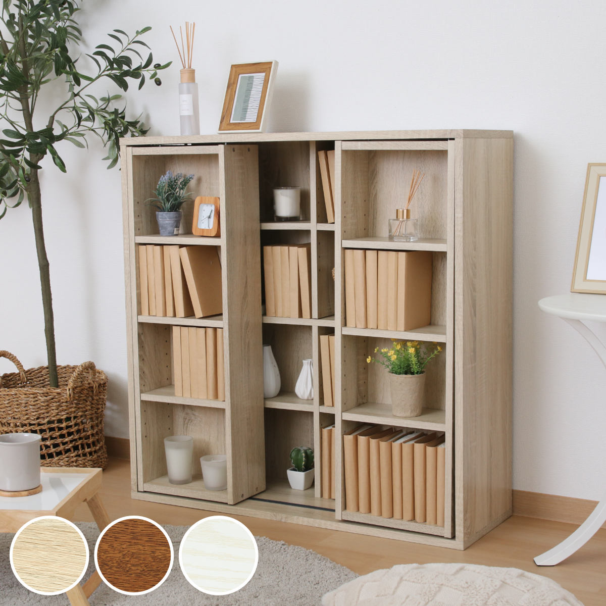 スライドラック 幅89cm 大容量 可動棚 本棚 ラック 棚 スライド 収納 2列 前後 コンパクト 薄型 ダブルスライド式 奥行スリム ブックシェルフ シンプル 書棚