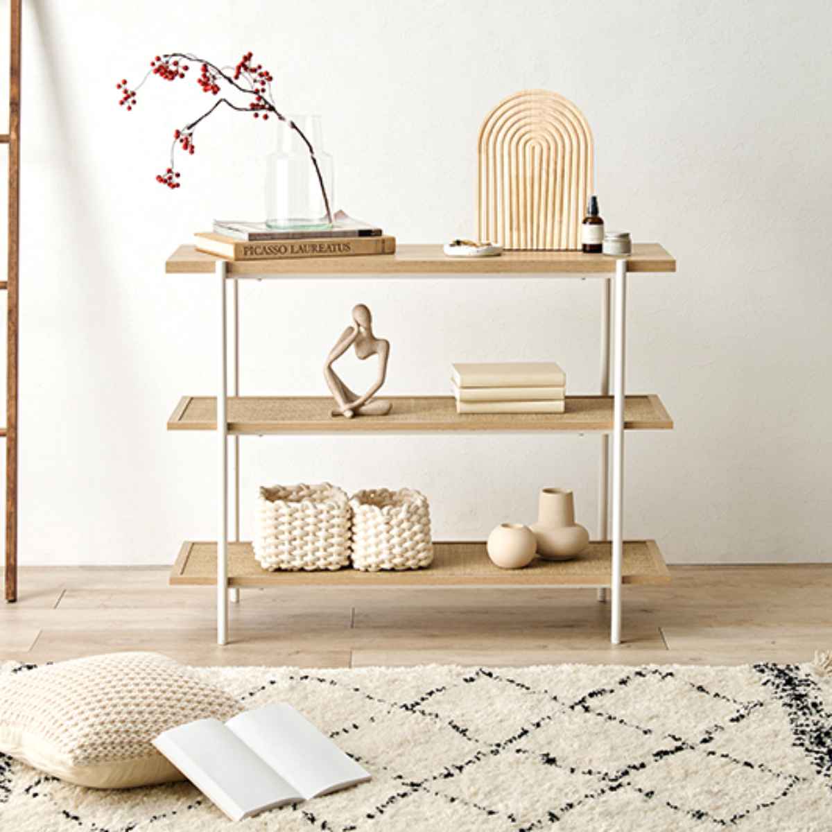 オープンラック 3段 韓国インテリア風 幅100cm ラック シェルフ 収納 棚 飾り棚 韓国風 ディスプレイ オープンシェルフ 本棚 収納ラック 淡色 おしゃれ