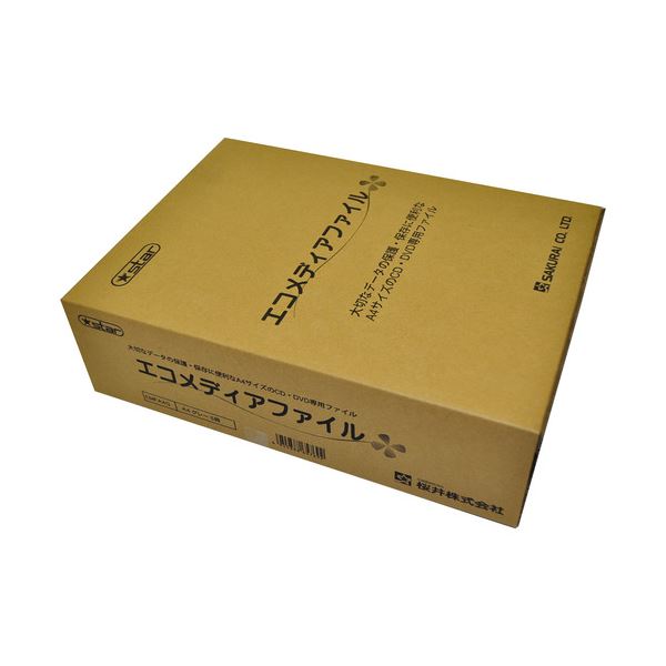 （まとめ） 桜井 エコメディアファイル スリムA4 6穴 グレー EMFA4GS 1パック（5冊） (×4セット)