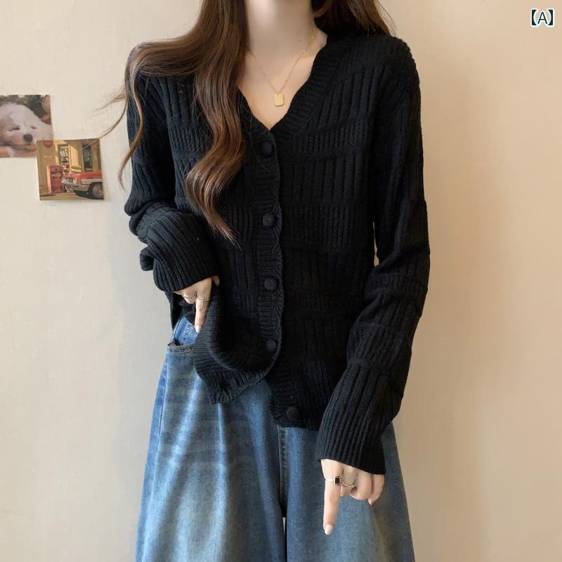 ミーラッドVネックセーターコート女性春大きサイズ編カーディガンスリム見える製美しトップス