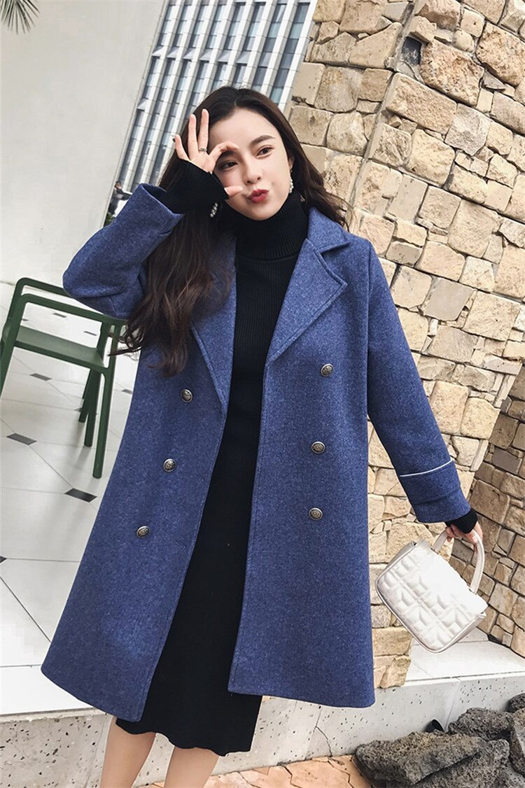 秋冬新作 韓国ファッション 気質 中長セクションダブルボタン ゆったり ウールコート