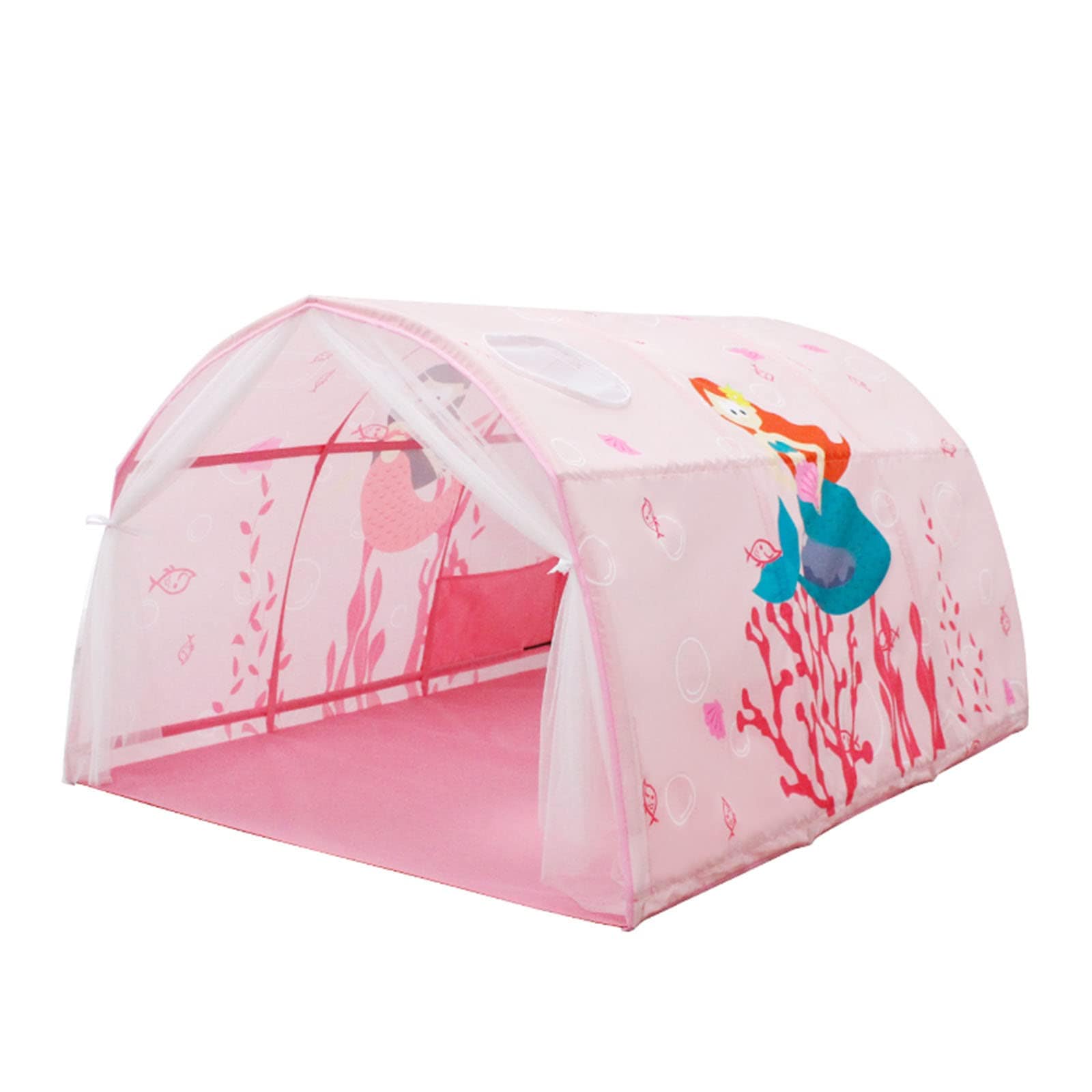 QIRUNベッドテント キッズテント 子供テント 折りたたみ式 遊びテント 睡眠テント プレイハウス キッズプレイテント 防蚊帳付き プライバシースペース眠っている屋内玩具ゲームハウス 寝袋 子供用テ
