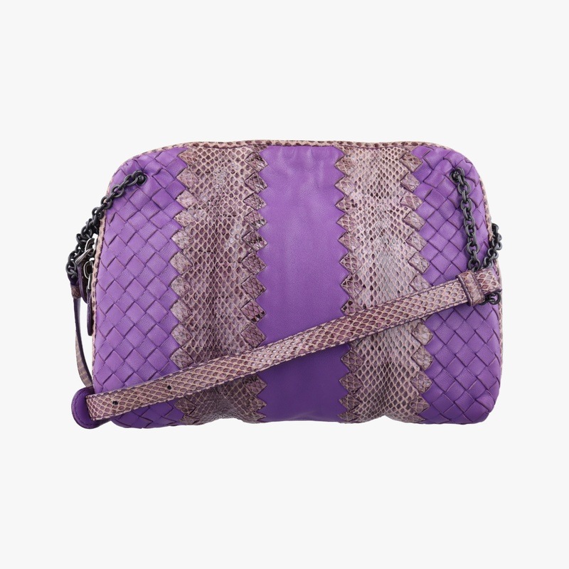 イントレチャート パープル ラムスキン×ヘビ革 B04277777Y中古