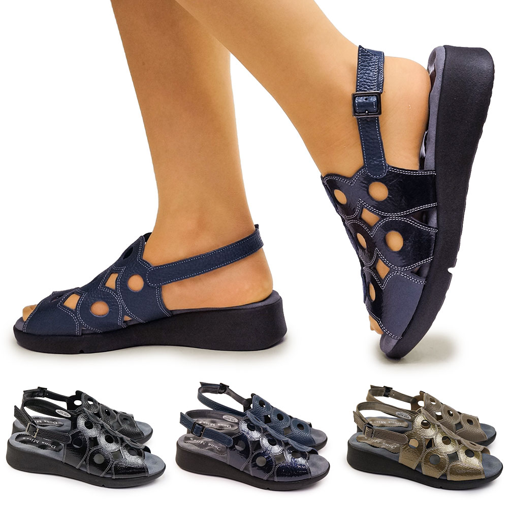 サンダル レディース 6219 パンチング コンビ バックストラップ レザー 本革 日本製