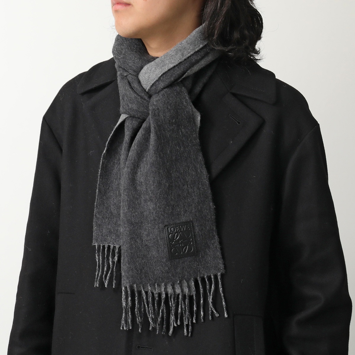 LOEWE ロエベ マフラー F811251X06 メンズ アナグラム ロゴ フリンジ スカーフ カシミヤ混ウール カラー3色
