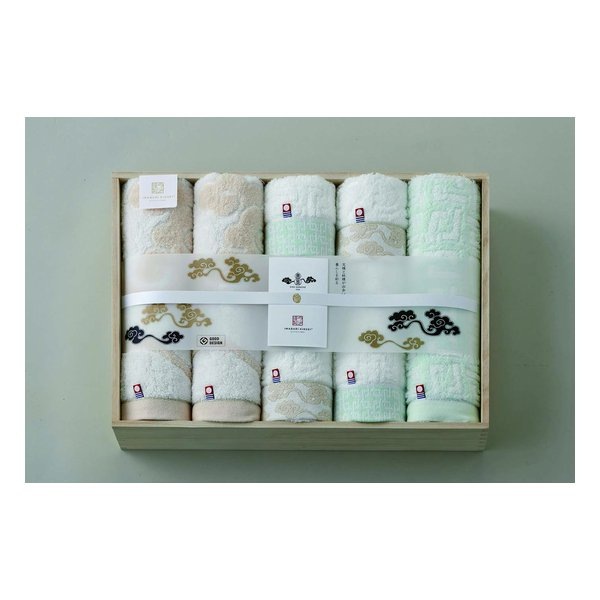 今治謹製 雲母唐長タオル 唐長文様タオルセット フェイスタオル/バスタオル/7枚 ZOA315377416