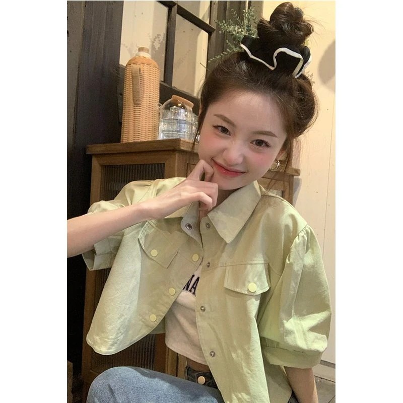 上質な半袖シャツ 女性 プチ 23 シックなデザイン トップス ルーズショートジャケット