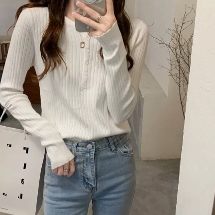 無地長袖トップス カットソー 長袖 S M L ホワイト ブルー ブラック ガーリー かわいい きれいめ シンプル カジュアル 上品 おしゃれ かっこいい レトロ アジアン 可愛い こなれ感