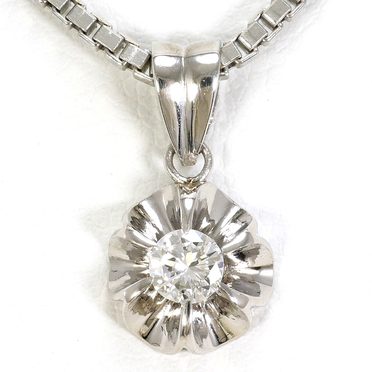 PT プラチナ PT850 プラチナ ネックレス ダイヤモンド 0.20ct SI2 鑑定書 総重量約10.2g 約40cm 中古