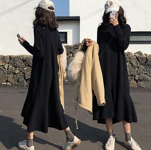 ワンピース 袖あり 長袖 フレア デザイン 美ライン ニュアンス レイヤード モノトーン かわいい 大人可愛い きれいめ シンプル カジュアル 大人 上品 おしゃれ お洒落 大人可愛い 大人女子