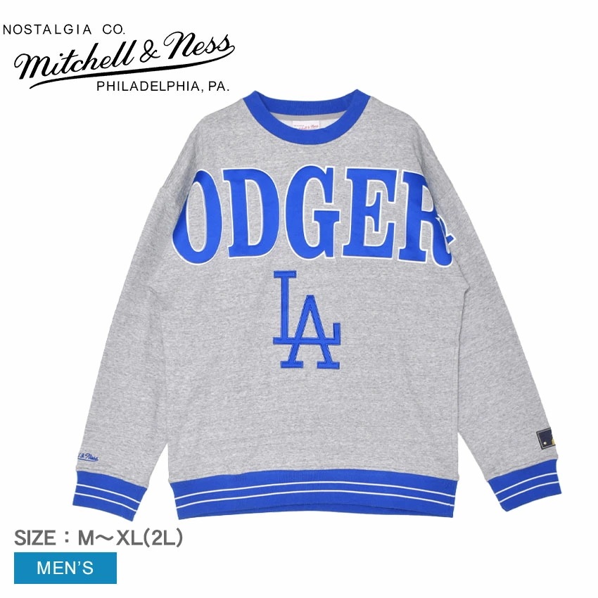 LOS ANGELES DODGERS FULL FIELD SATIN FLEECE CREW VINTAGE LOGO FC8089-LADGYHT メンズ ウェア 長袖 プルオーバー トレーナー