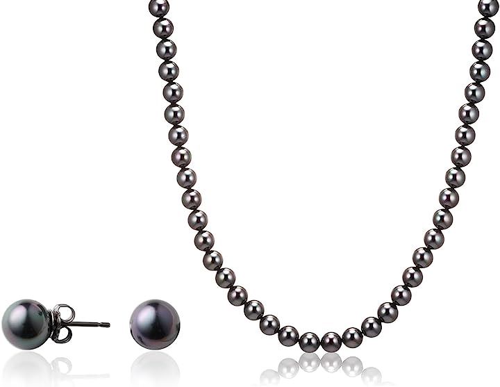 ナチュラルな質感 匠の技 人工真珠の高級品 パールネックレス 冠婚葬祭 国産 日本製( ［02-03］ ［ブラック］ ［ピアスセット］ ［クラスプ留め］, ［03］ 全長45cm)