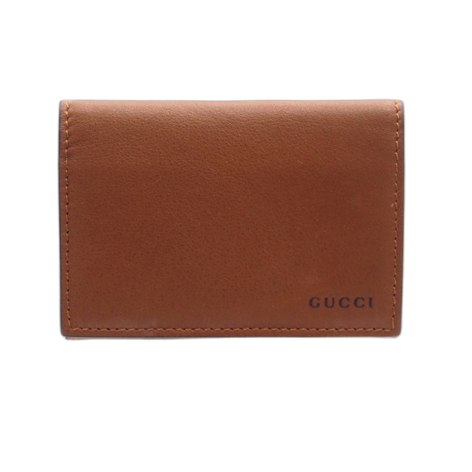 3日以内返品可 美品 カードケース GGエンブレム GG ファブリック カードケース 818956 ブラウン レザー コーティングキャンバス メンズ