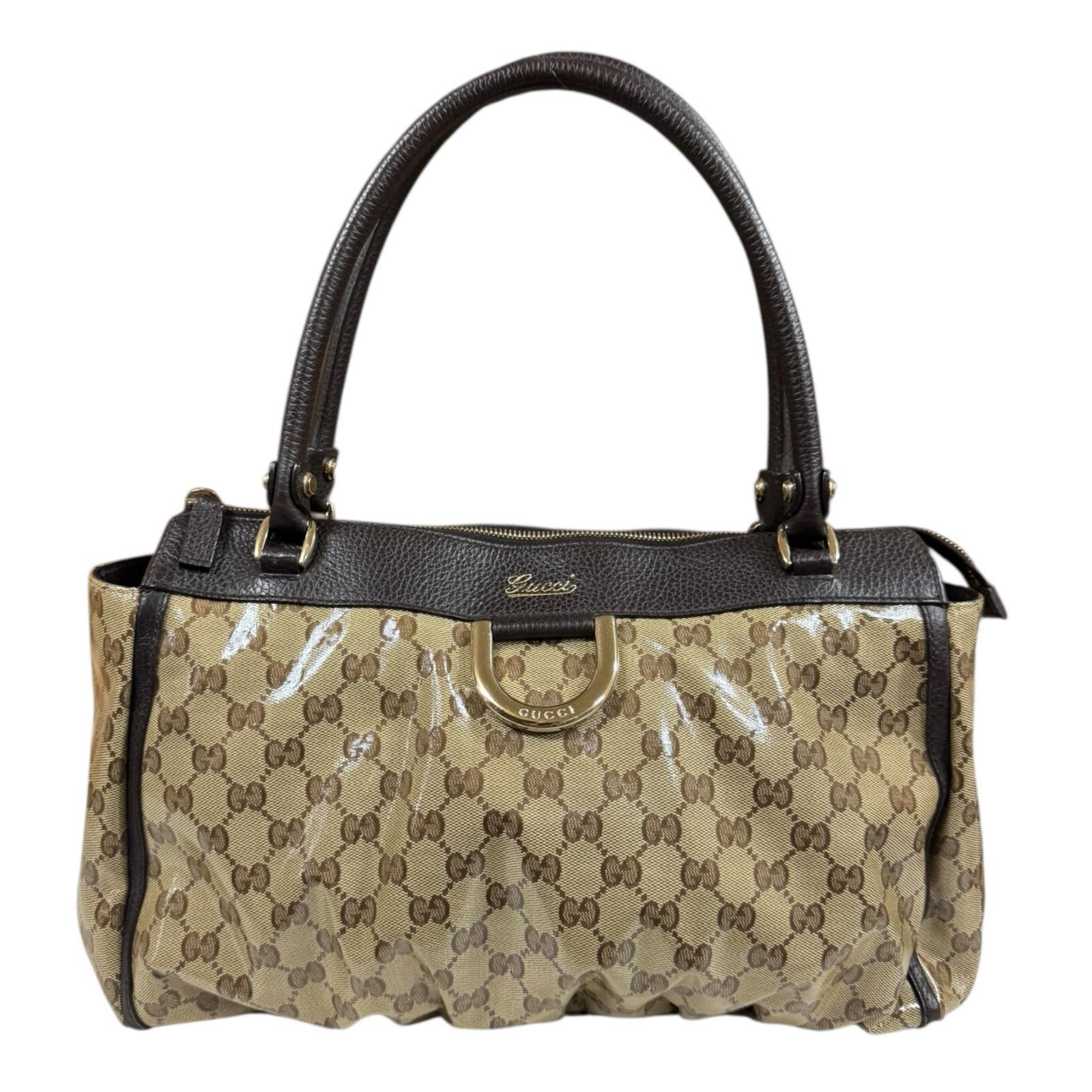 グッチ ＧＧクリスタル アビー トートバッグ PVCコーティングキャンバス 327787 ブラウン GUCCI 中古