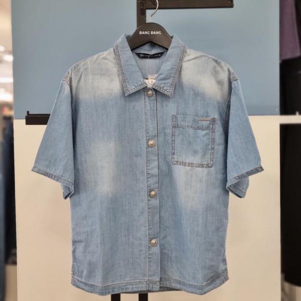 HC21 女性カントンポイント半袖デニムシャツ NSLD31 (49476112)