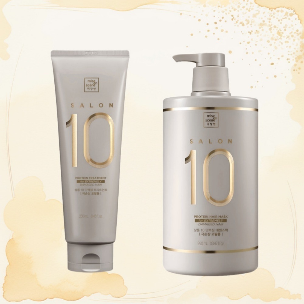 サロン10 タンパク質 ヘアトリートメント 超損傷毛用 250ml + サロン10 タンパク質 エッセンス 極損傷 ヘアパック 990ml