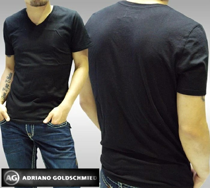 大人の上質  シャツ 半袖 ブラック Vネック メンズ Tシャツ AGジーンズ エージージーンズ プレミアム スタイル カジュアル LAセレブ 掲載 雑誌 ゴールドシュミット アドリアーノ 正規 Jeans AG カットソー