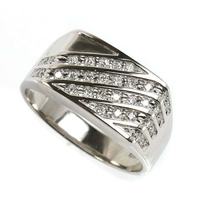 Pt900プラチナ リング・指輪 ダイヤモンド0.25ct 20号 11.7g メンズ 中古 美品