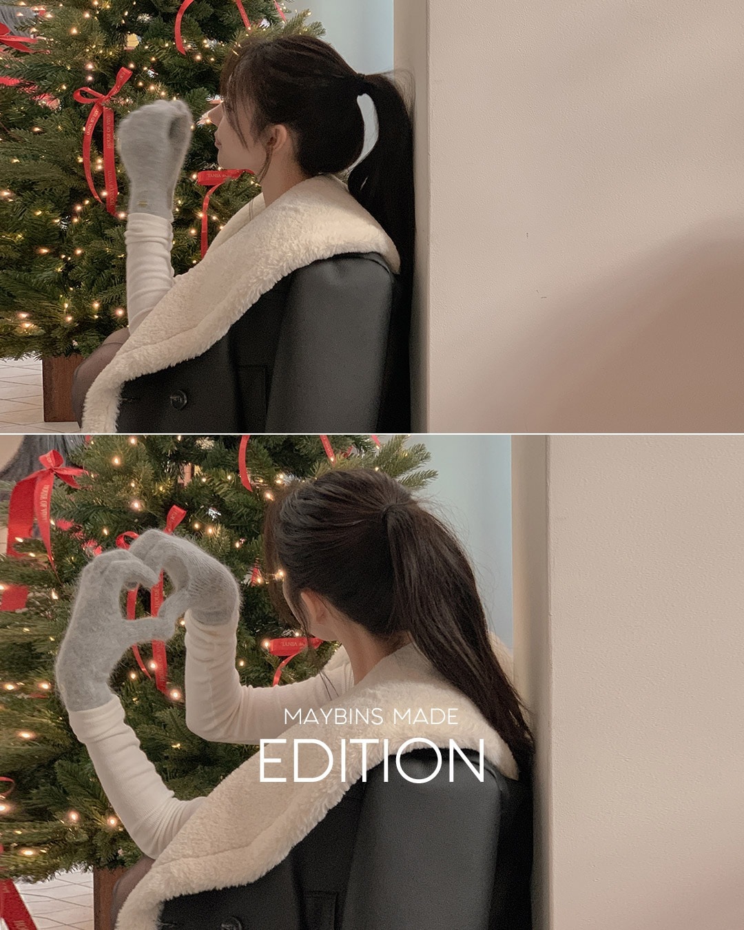 バイカラーエコレザームートンジャケット韓国ファッション レディース 20,510円