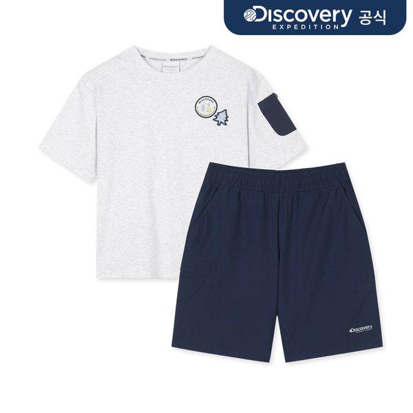 ウーブンポケット半袖Tシャツ+ショートパンツSET (D/INDIGO) _
