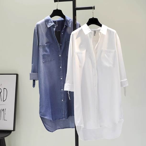 トップス シャツ ロング ロング丈 袖あり 長袖 襟付き ポケット 前開き かわいい 大人可愛い シンプル カジュアル 大人 おしゃれ お洒落 アジアン エスニック エキゾチック 大人女子 ラフ ルー