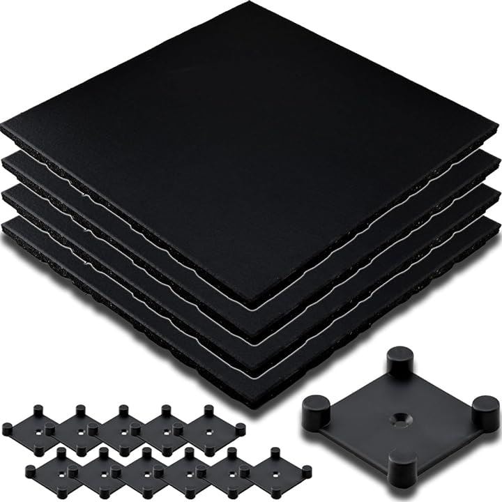 ジム トレーニング ゴム マット フィットネス ラバーフロア 50cmx50cm 20cm厚 4枚セット 1平米 ピュアブラックカラー