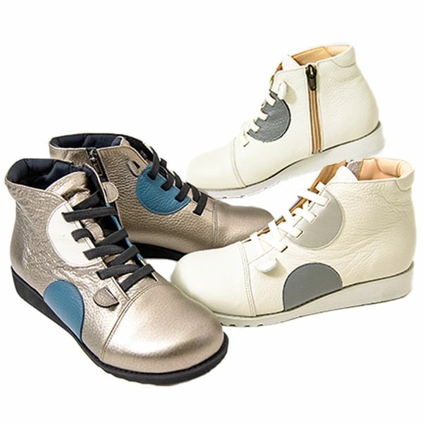 CORPORATION コーポレーション I-11 レディース ショートブーツ 日本製 本革 幅広 5E 超軽量 内側ファスナー かわいい 水玉モチーフ クッションインソール お洒落 疲れにくい