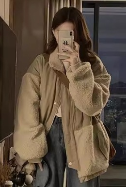 レディース コート アウター 上着 ウール 前開き ミディアム ボアジャケット マキシ 長袖 襟付き ポロカラー ワイド オーバーサイズ ストリート もこもこ ファスナー ボタン 厚手 裏起毛