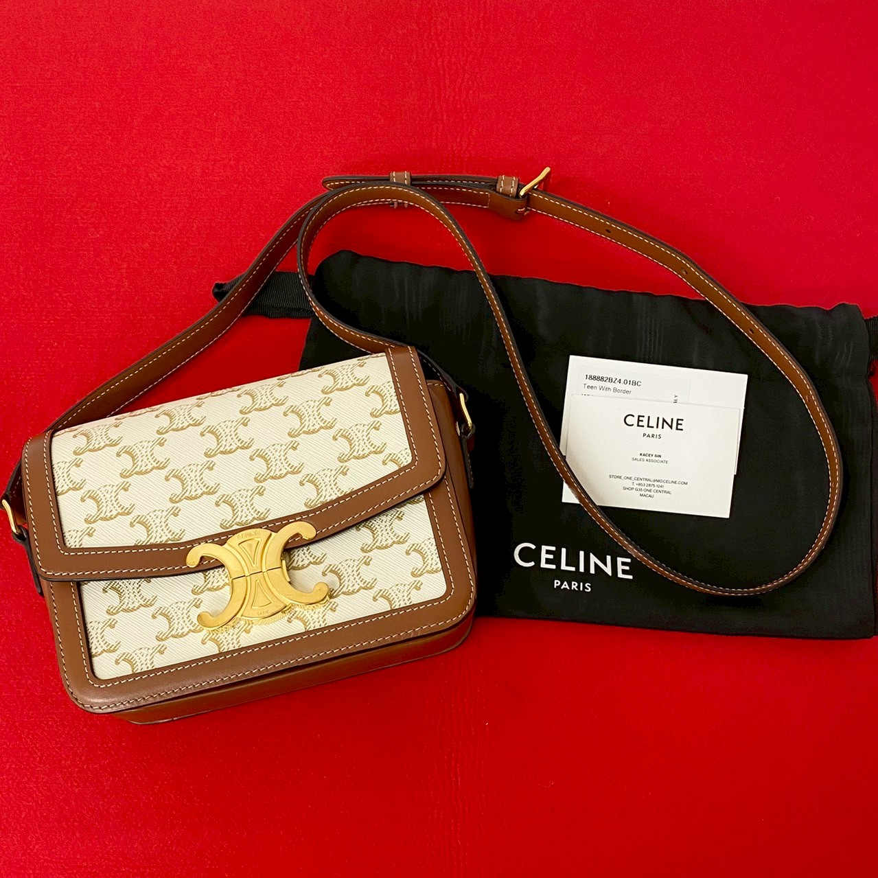 ティーン トリオンフショルダーバッグ レザー PVC ホワイト 31057