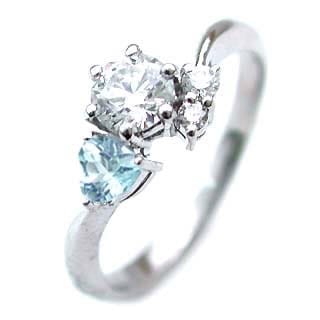 婚約指輪（エンゲージリング）( 3月誕生石 ) アクアマリン プラチナ ダイヤモンドリング（ハートシェイプ）楽ギフ_包装02P26Mar16