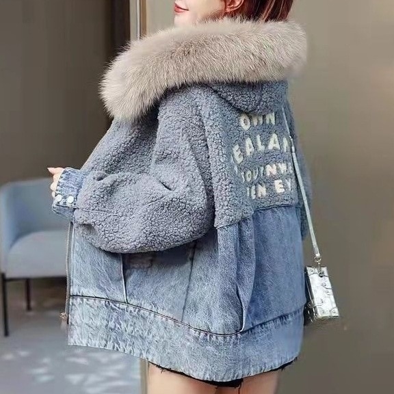 【保温性いい】 心地よい 多色展開 配色 裏起毛 防寒 ゆったり 体型カバー フート付き 切り替え デニム 着瘦せ効果 中綿コート