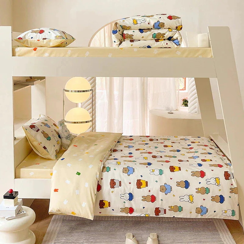 ミッフィー 布団カバーミッフィー うさぎ ドミトリーセット 綿40枚 寝具 大判 寝室用コットンシーツ 掛け布団カバー