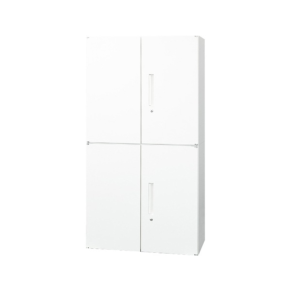 法人限定 Netforce EA-8040-2R2R-W-WH ホワイト Easembly (イーセンブリー) 両開き書庫 2台セット 2段 スチール書庫 幅800×奥行400 メーカー直送