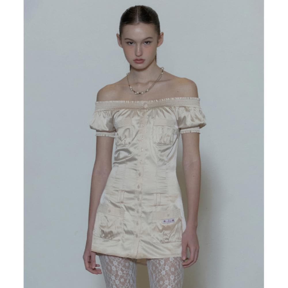 スカルプター Ethereal Satin Dress Pale Beige SC24S304BE