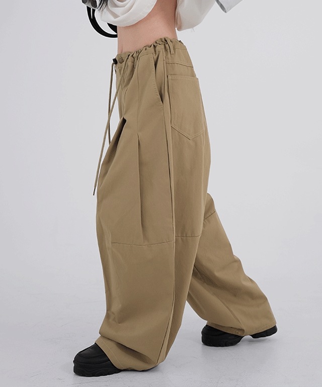 バトー ピンタック ワイド コットンパンツ