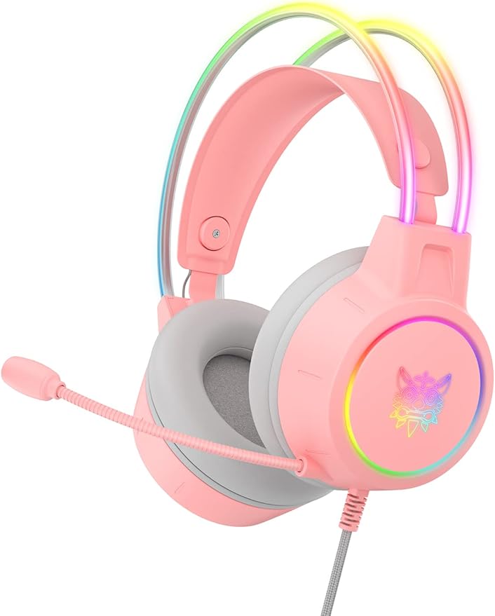 マイク付きゲーミングヘッドセット 3.5mm 軽量ヘッドホン RGBアルミニウムフレーム付き サラウンドサウンド PS4 PS5 Xbox One対応 (アダプターは含まれていません) PC 携帯電話