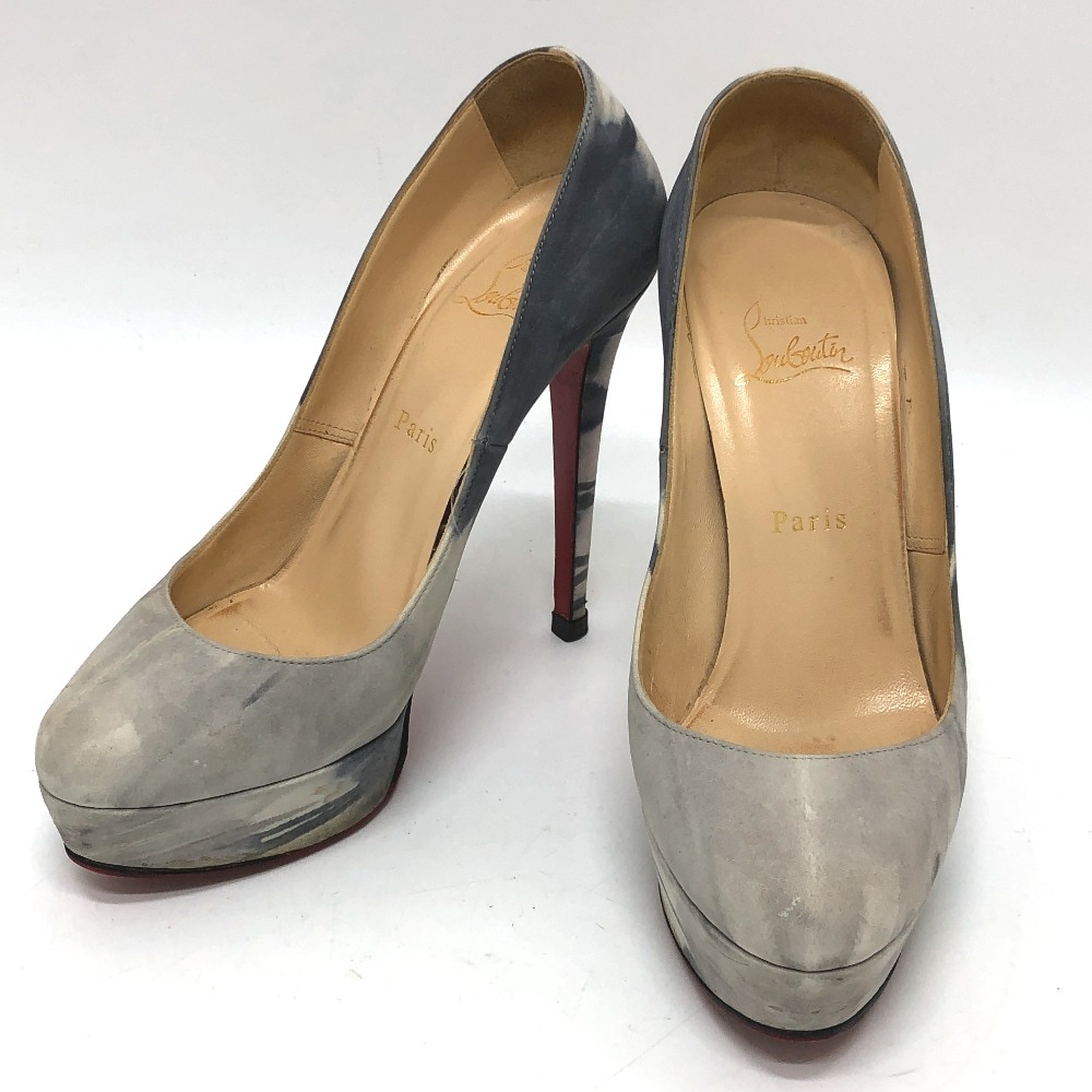 パンプス 靴 グラデーション アーモンドトゥ プラットフォーム スエード ブルー